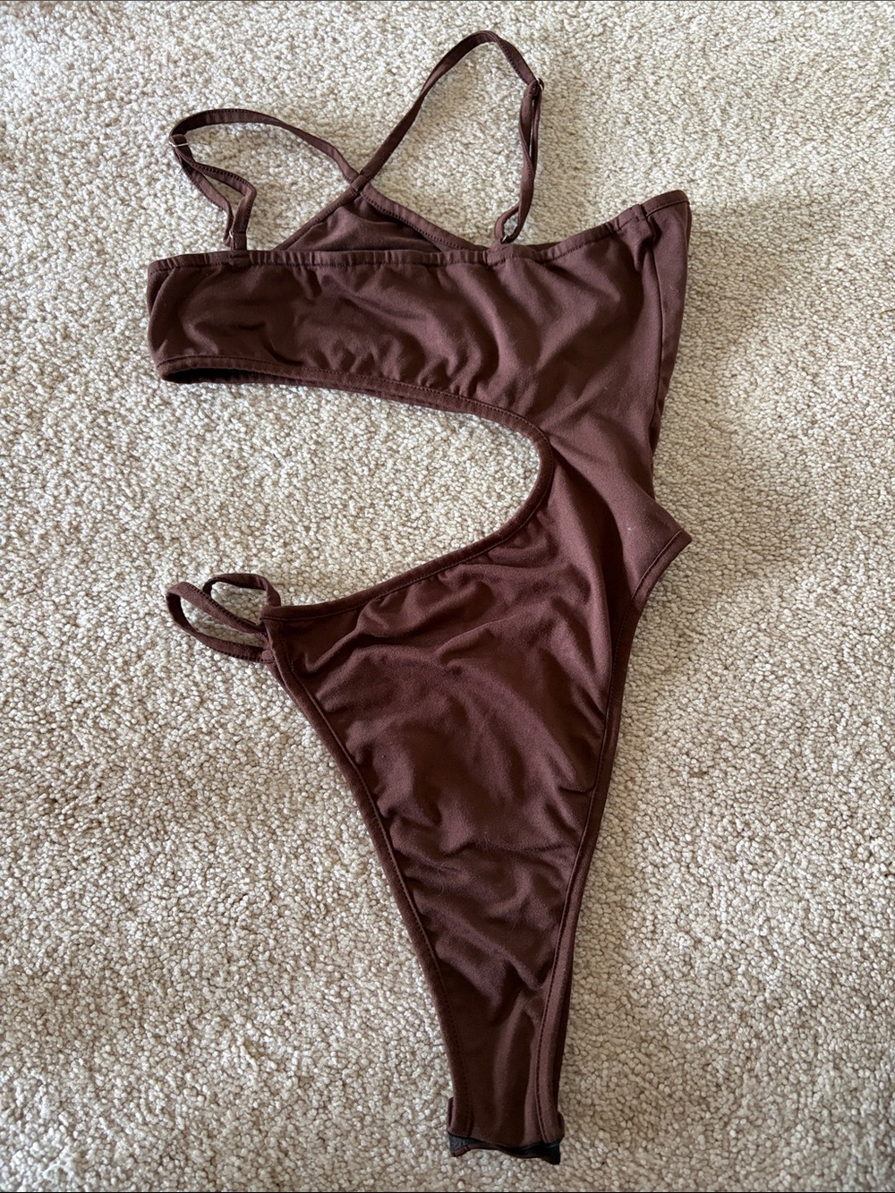 SHEIN Chocolate Brown Cutout Bodysuit